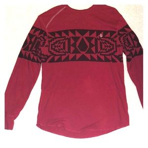 Long sleeve red & black Volcom shirt